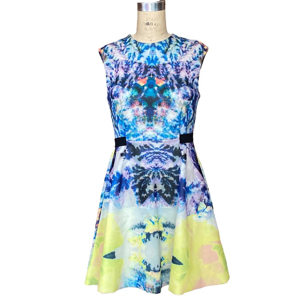Sleeveless Summer  Printed Dress w/ Black Elactic Waistband